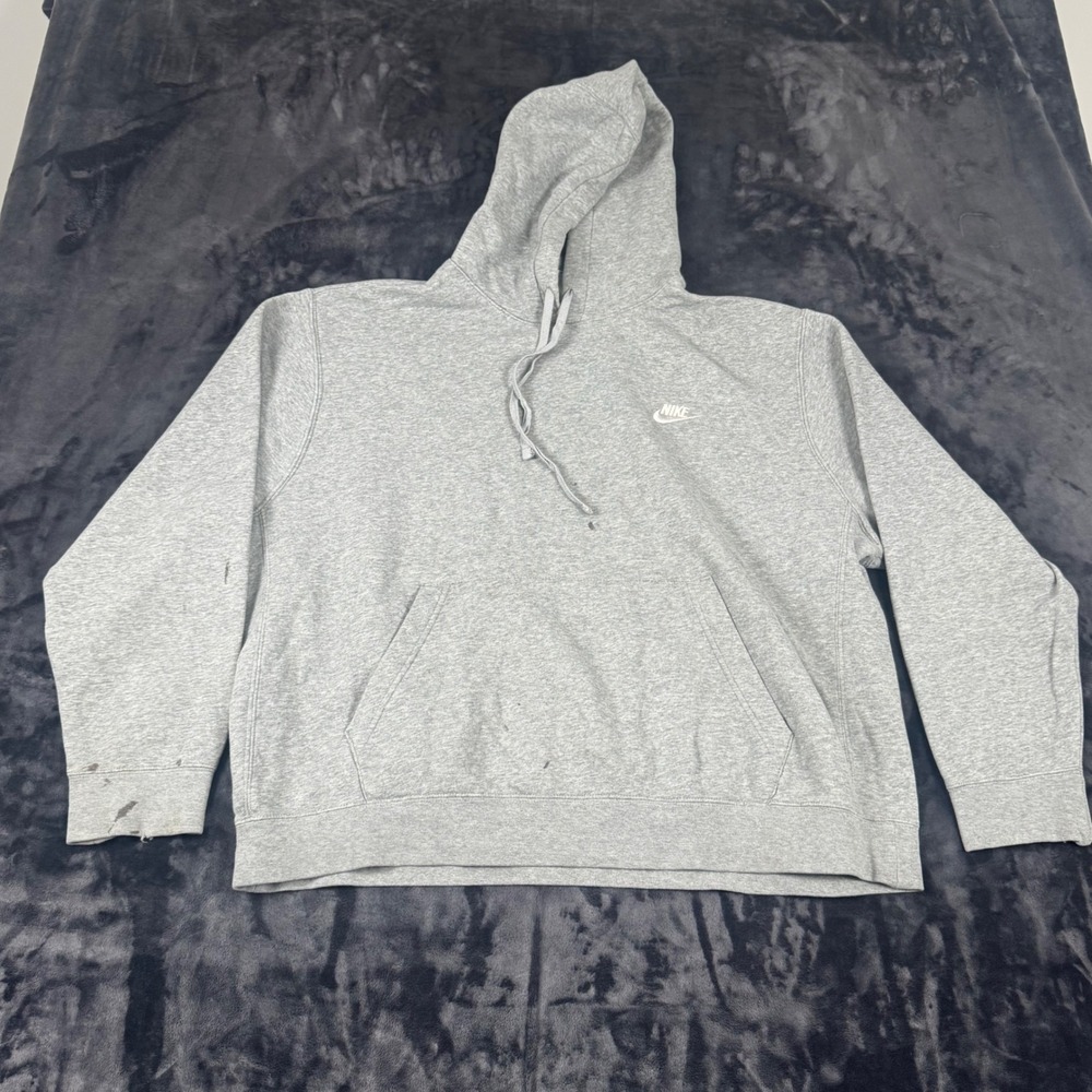 Nike Hoodie Mens XL Grey Sportswear Club‎ Fleece Pullover Embroidered Logo